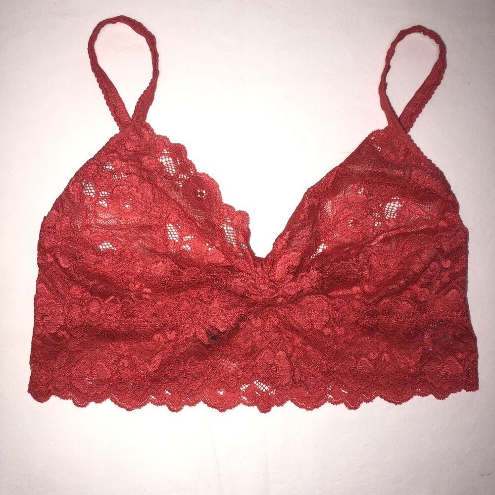 LE3NO Floral‎ Mesh Triangle Bralette Bra Coral Unpadded Mesh Women's Size S